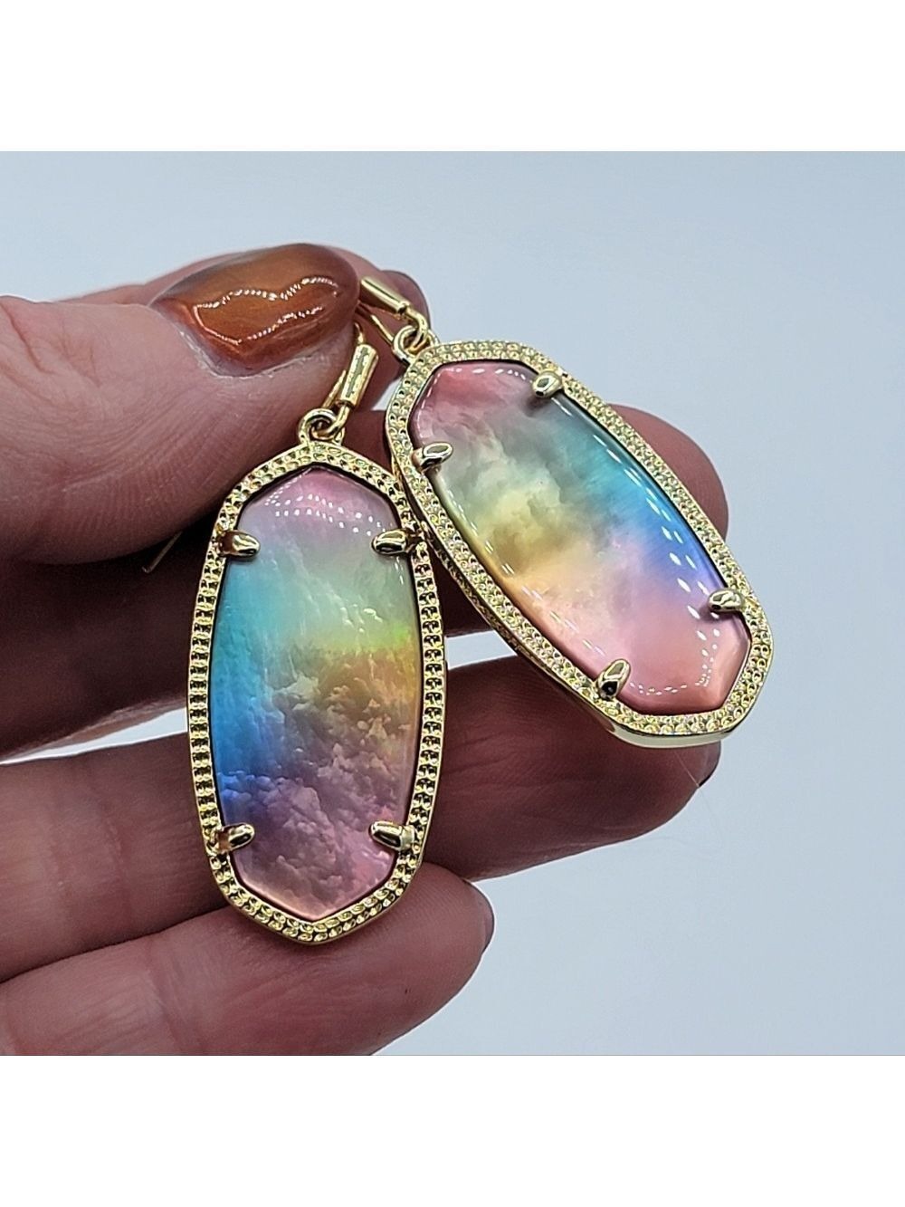 Kendra Scott Elle Earrings Yellow Watercolour Illusion NEW #2901